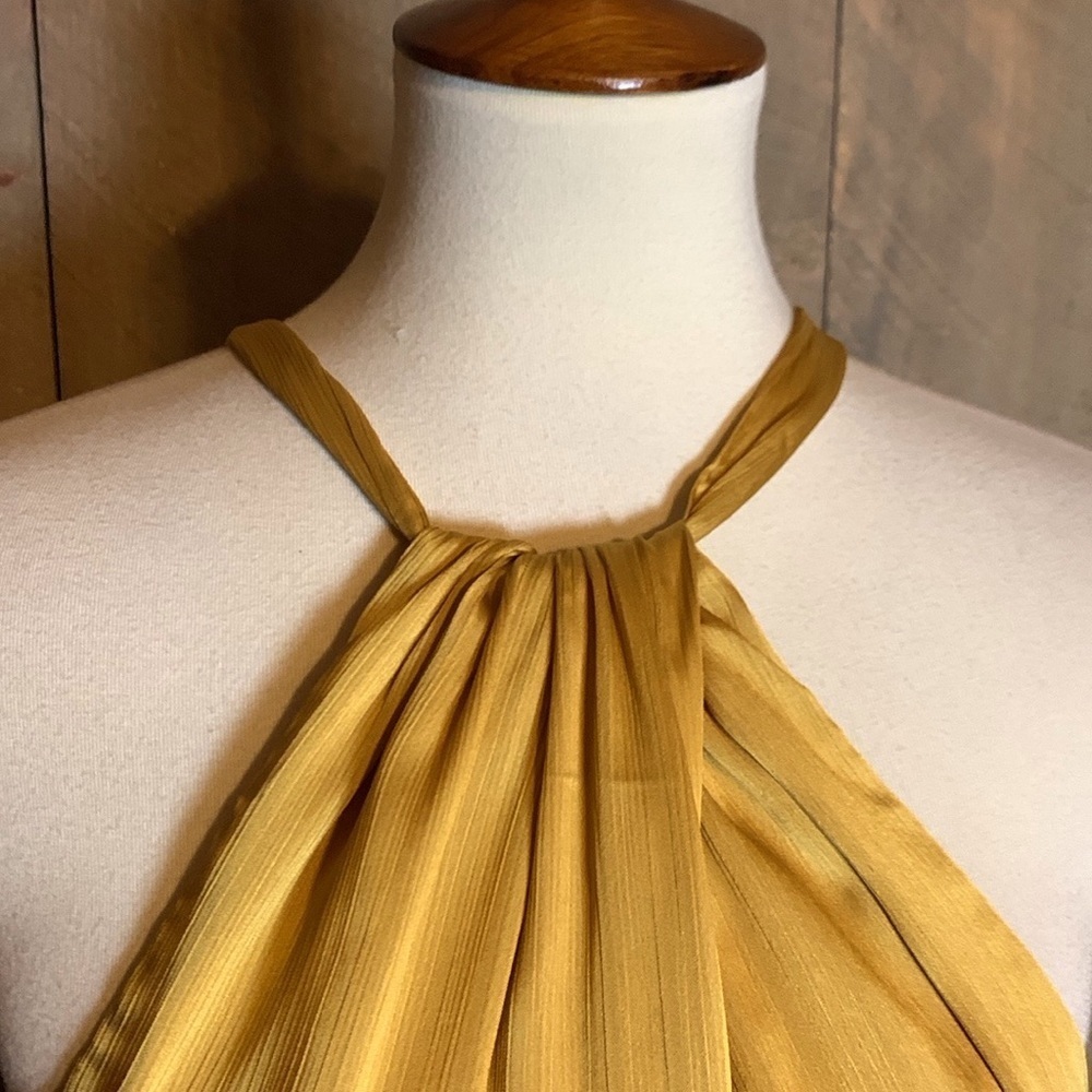 Trina Turk gold halter top with back tie Size Large - Picture 5 of 14